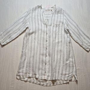 Soft Surroundings 100% Linen Tunic Large Lagenlook Coastal- Flawed